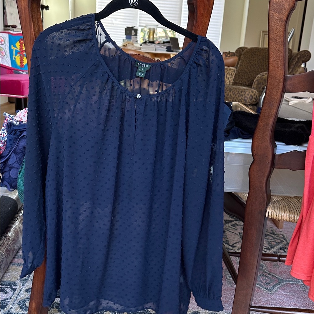J. Crew Midnight Blue Textured Top
